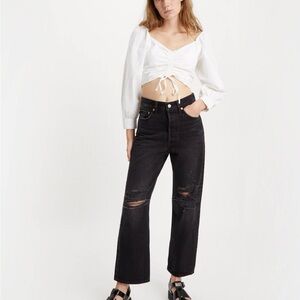 Levi's women's ribcage straight ankle black 28/27